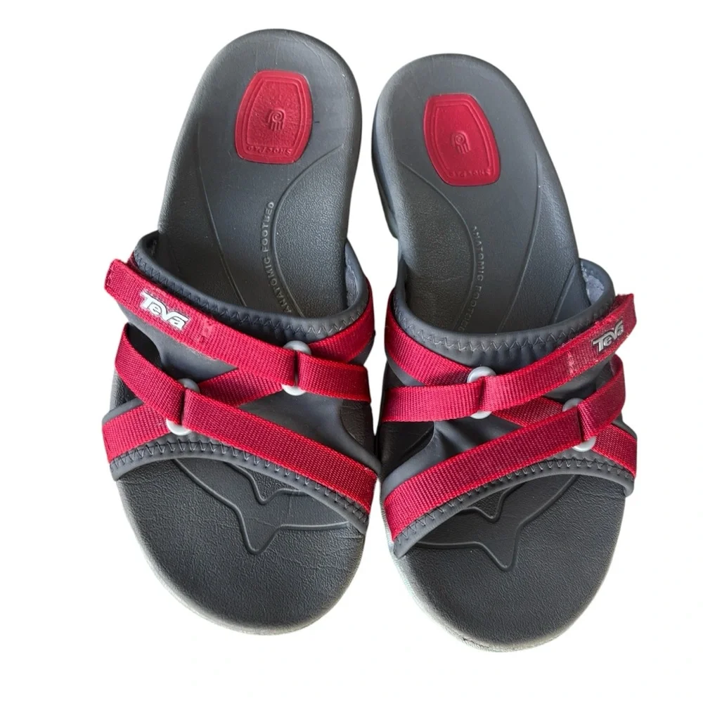 Teva Red Tirra Slide Sandals with a Shoc Pad and Anatomic Footbed 6